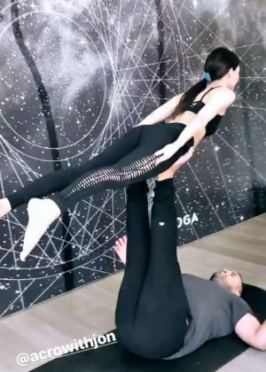 Victoria Justice in Tights Doing Yoga - Instagram