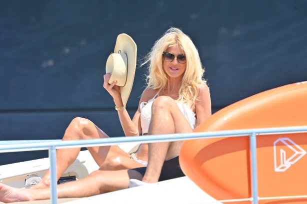 Victoria Silvstedt - In a white bikini on a yacht in Saint-Tropez