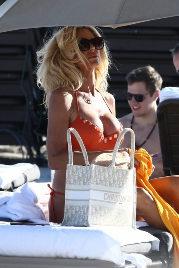 Victoria Silvstedt - In an orange two-piece bikini in Miami