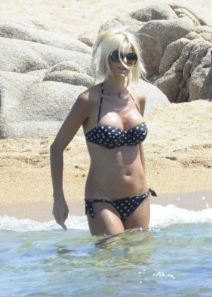 Victoria Silvstedt in Bikini on the beach in Sardinia