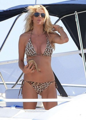 Victoria Silvstedt in Leopard Print Bikini in Ibiza