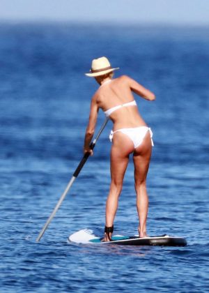 Victoria Silvstedt in Bikini Paddleboarding in Saint Tropez