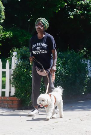 Viola Davis - Out for a dog walk in Los Angeles