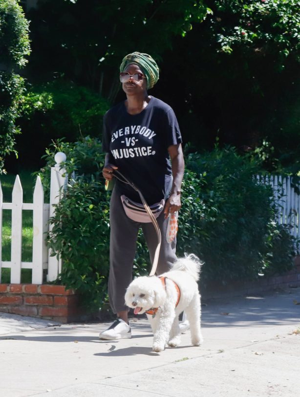 Viola Davis - Out for a dog walk in Los Angeles