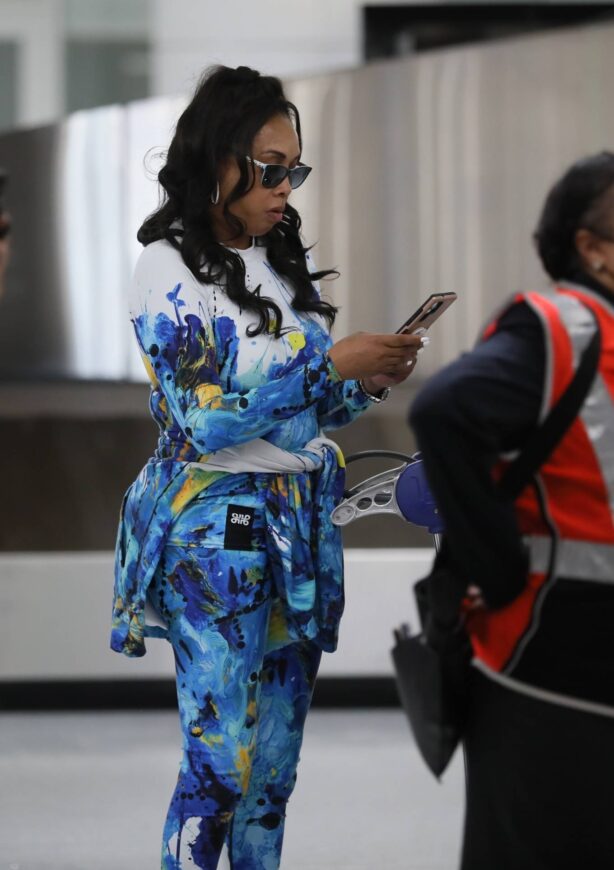 Vivica A. Fox - In a tie-died tracksuit for her arrival at LAX in Los Angeles
