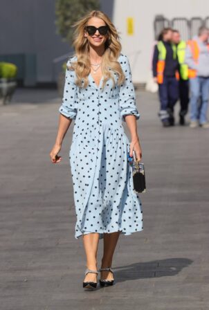 Vogue Williams - In a light blue polka dot dress