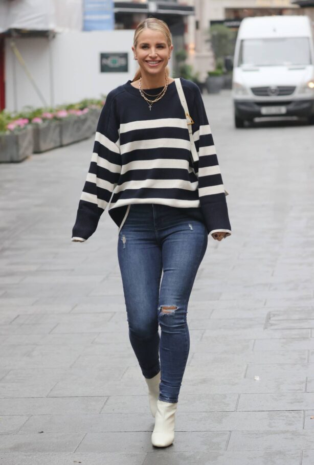 Vogue Williams - In a striped top at Heart radio studios in London