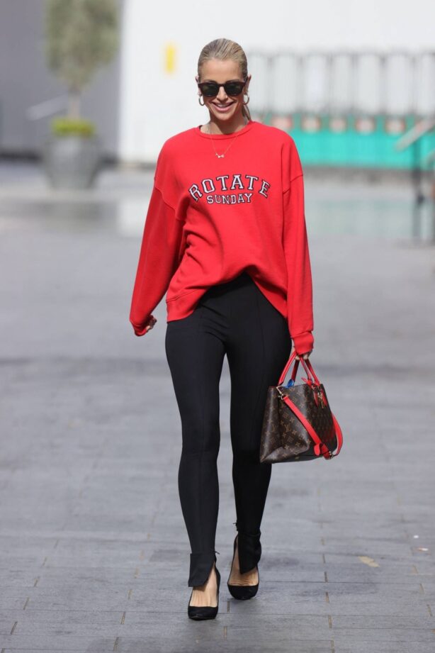 Vogue Williams - in black leggings at Heart radio in London