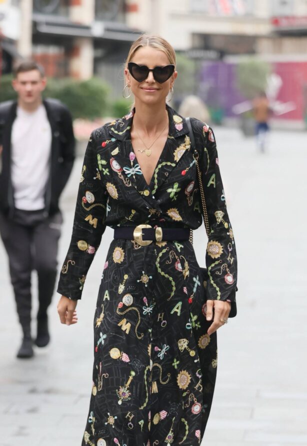 Vogue Williams - In high split flowing dress in London