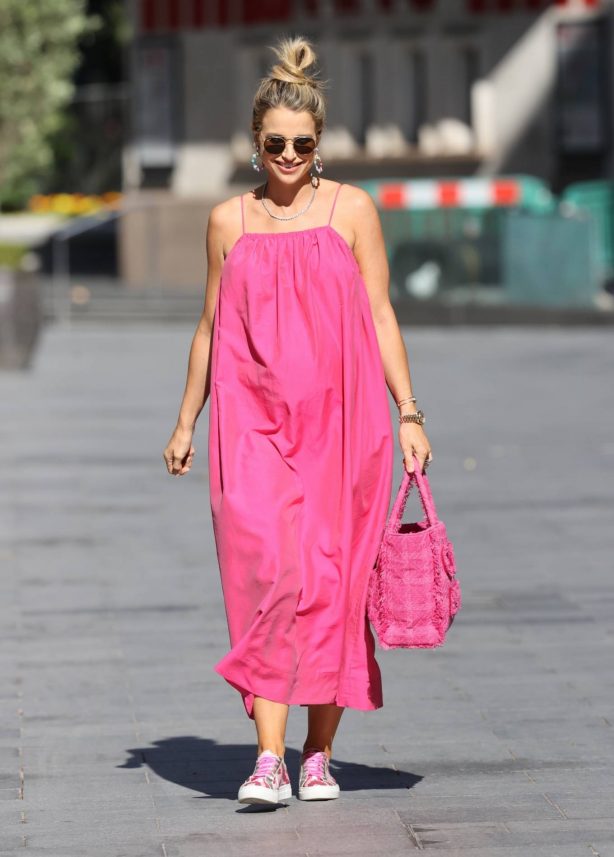 Vogue Williams - Wearing a pink floaty dress in London