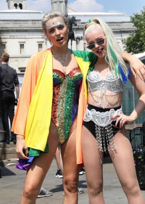 Wallis Day and Alice Chater at Pride London Festival in London