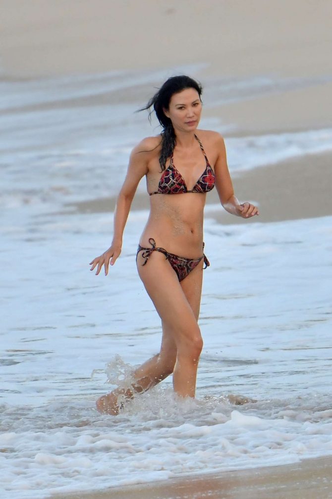 Wendi Deng Murdoch in Bikini on the beach in St. Barts