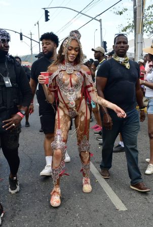 Winnie Harlow - In carnival outfit at the 'Yard Mas' and 'Xodus Carnival' in Jamaica
