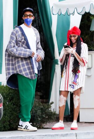 Winnie Harlow - With Kyle Kuzma leaving lunch at The San Vicente Bungalows in West Hollywood