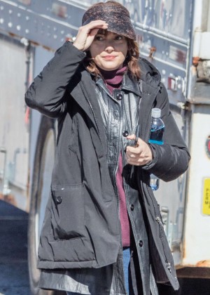 Winona Ryder on the set of 'Stranger Things' in Indiana