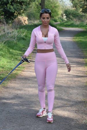 Yazmin Oukhellou - Taking her dogs for a walk in Essex