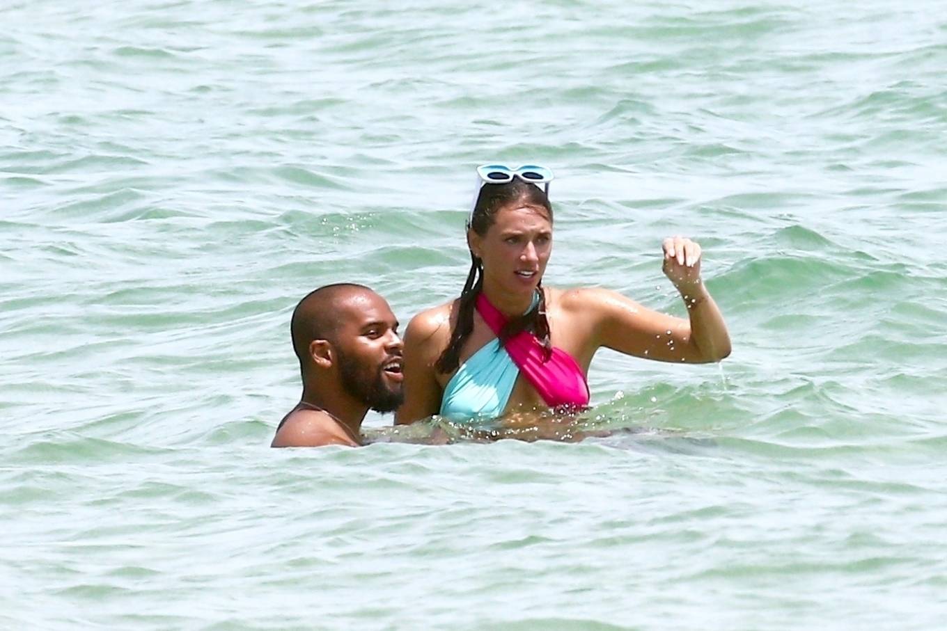 YesJulz AKA Julieanna Goddard – In a multi-colored bikini on the beach in Miami