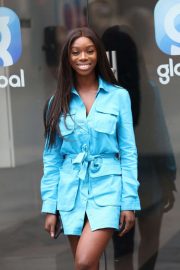 Yewande Biala in Blue Shirt Dress - Capital Breakfast Show in London