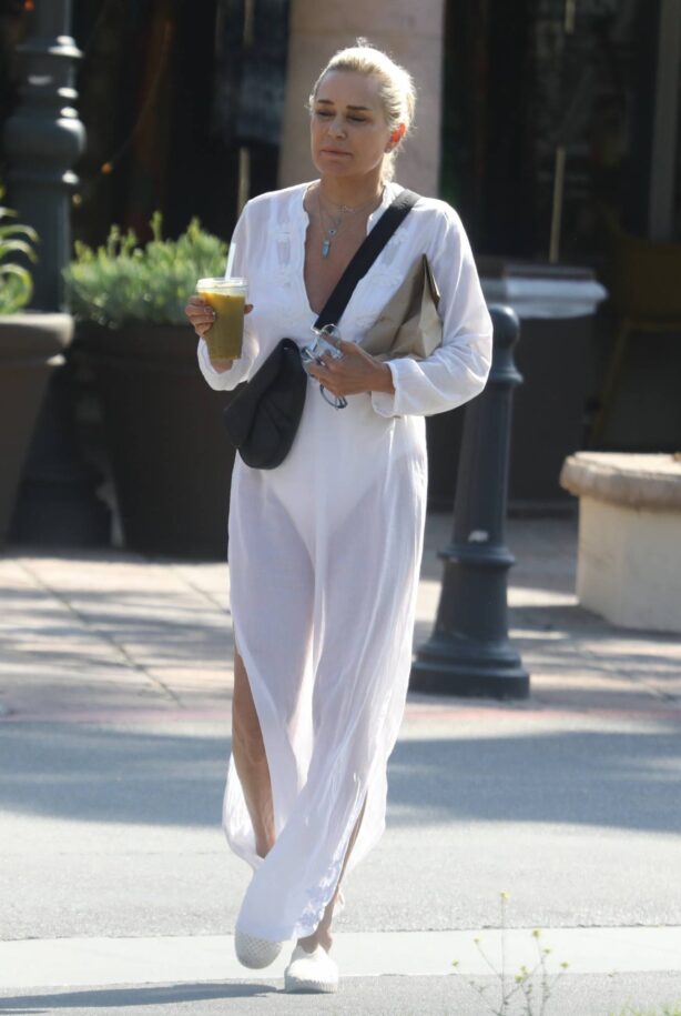 Yolanda Hadid - In white dress while out shopping at the Vitamin Barn in Malibu