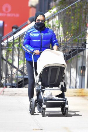 Yolanda Hadid - pushes granddaughter Khai in a stroller through New York