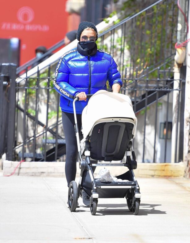 Yolanda Hadid - pushes granddaughter Khai in a stroller through New York