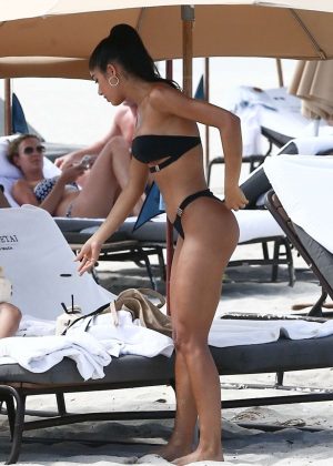 Yovanna Ventura in Black Bikini on the beach in Miami