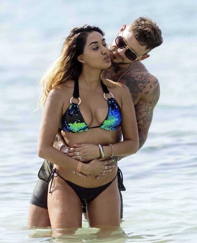 Zahida Allen and Sean Pratt on the beach in Ibiza