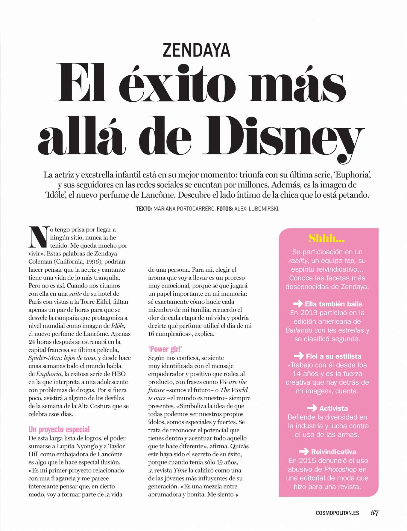Zendaya â€“ Cosmopolitan Magazine â€“ Espana September 2019
