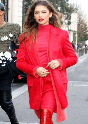 Zendaya in Red - Out and about in Paris