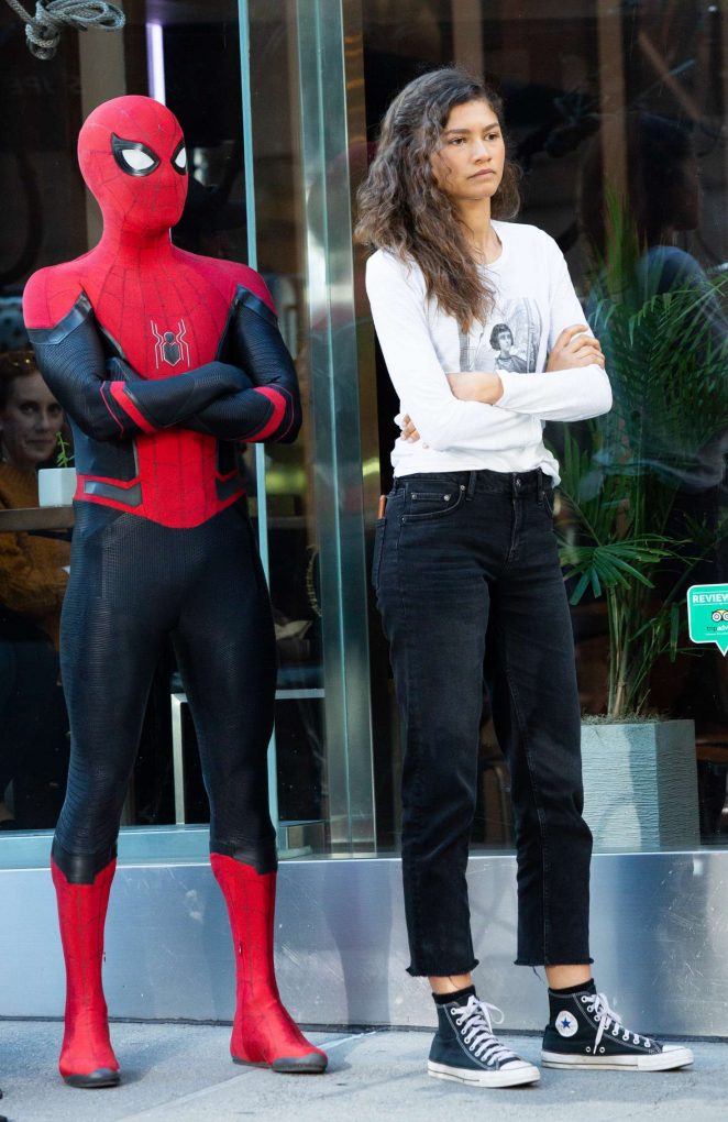 Zendaya - On set of 'Spiderman: Far from home' in New York