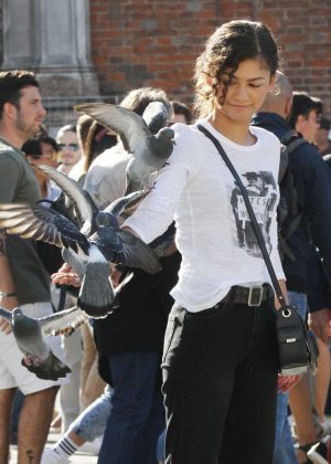 Zendaya - On the set of 'Spider-Man: Far From Home' in in Venice