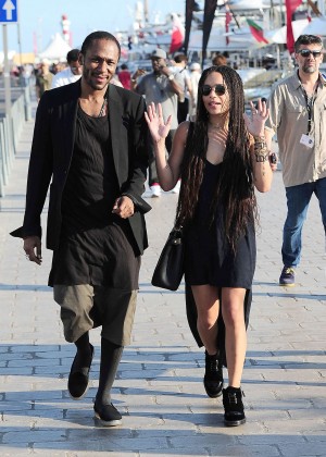 Zoe Kravitz in Mini Dress Out with a friend in Cannes