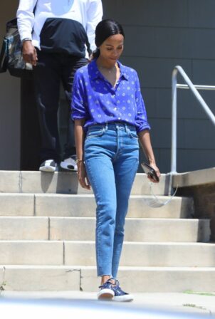 Zoe Saldana - On the set of 'From Scratch' in Los Angeles