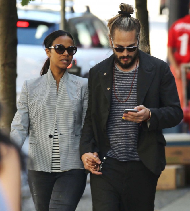 Zoe Saldana With Marco Perego Out in Vancouver
