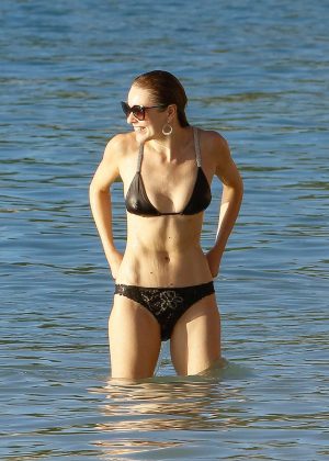 Zoe Salmon in Black Bikini on holiday in Barbados