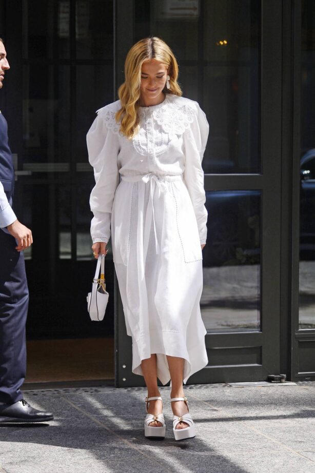 Zoey Deutch - - In white dress leaving her Hotel in New York City