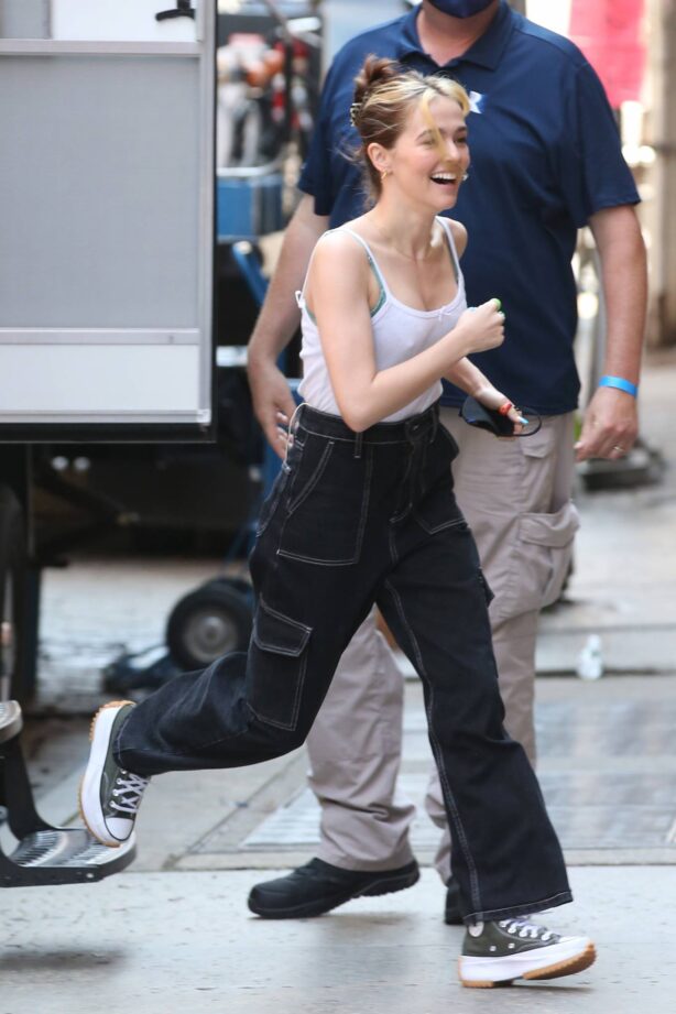 Zoey Deutch - On the set of 'Not Okay' in New York