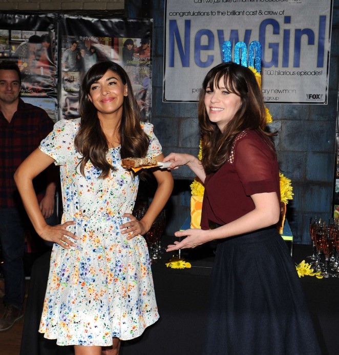 Zooey Deschanel and Hannah Simone - FOX's 'New Girl' 100th Episode Cake Cutting in Culver City